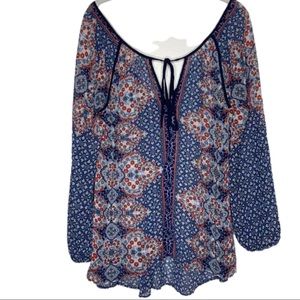 ILLA‎ ILLA Boho Sheer Floral Long Sleeve Blouse
